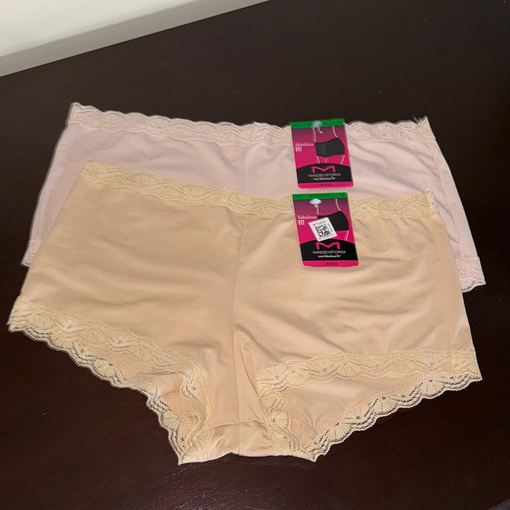 Maidenform Lace Trim Boyshorts - Pink and Beige
